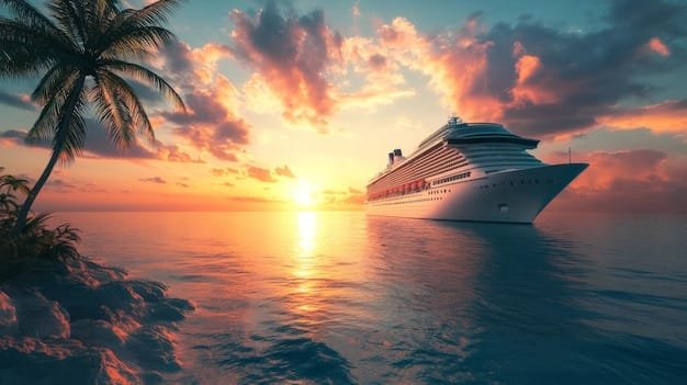 Luxury cruise ship sailing tropical waters sunset cruise vacation experience